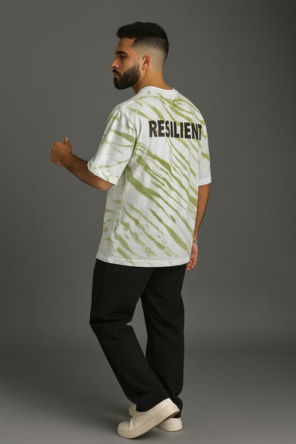 Baggy Fit Both Side Printed Tshirt  Light Green