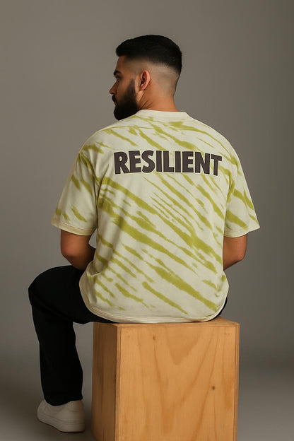 Baggy Fit Both Side Printed Tshirt  Light Green