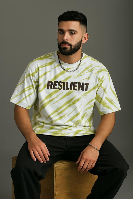 Baggy Fit Both Side Printed Tshirt  Light Green