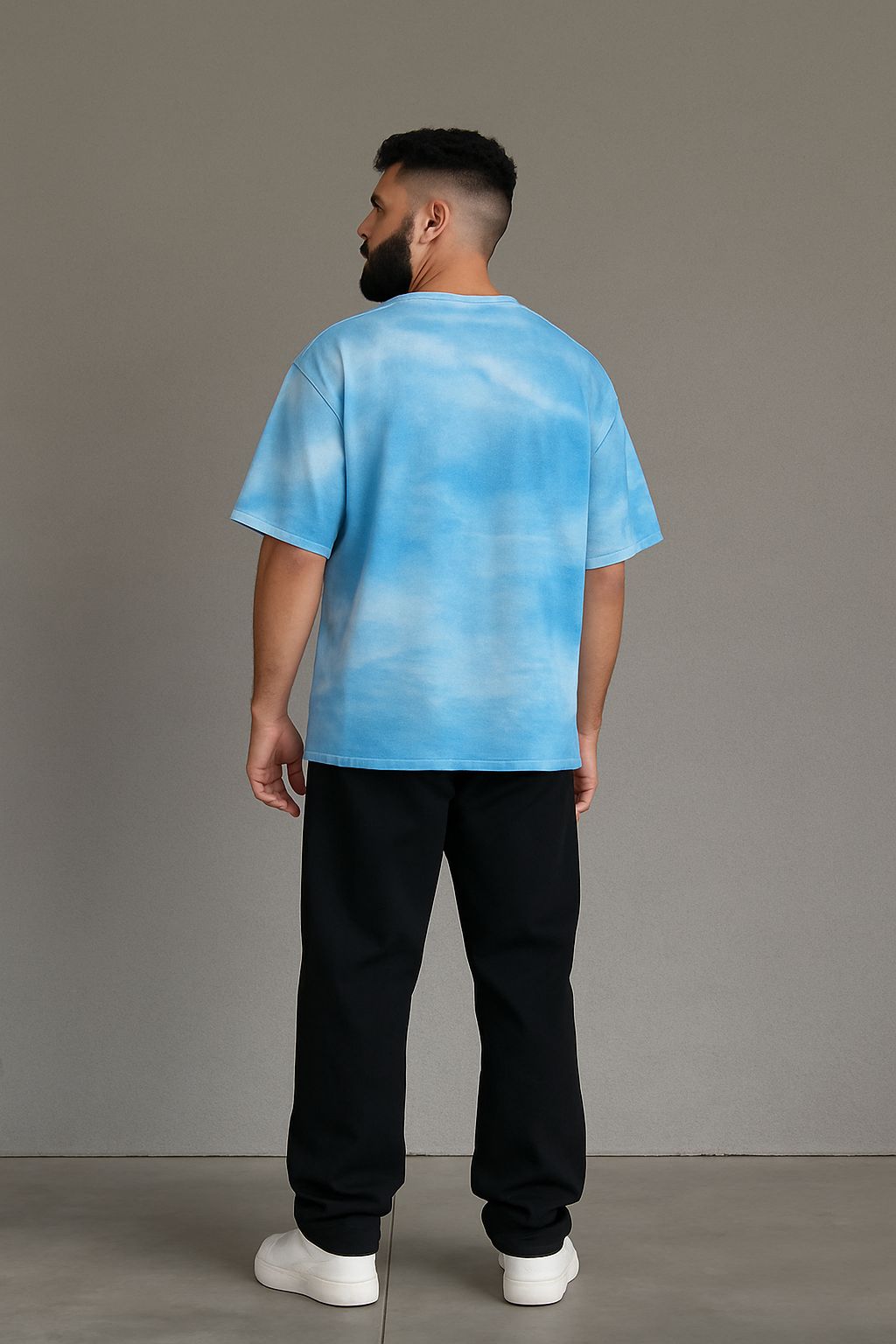 Baggy Fit Monkeys Tshirt White & Sky aaablue
